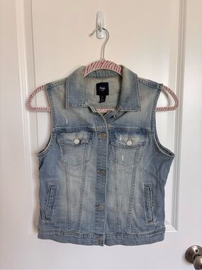 Gap Light Wash Denim Vest Light Blue